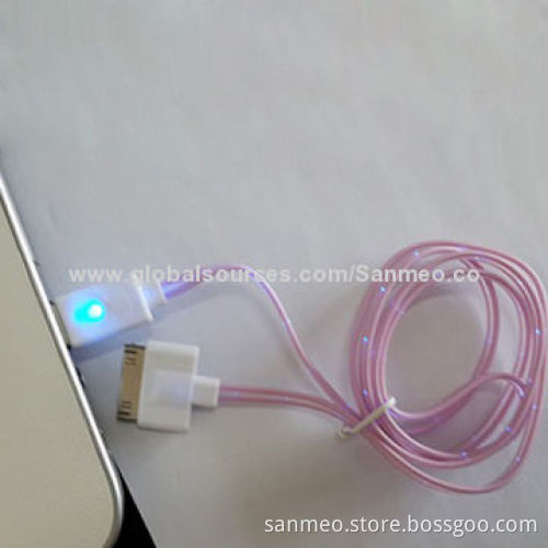 LED USB Data Cable for iPhone 4/4s/5/5s, with 1.2m Length Data Transfer and ChargingNew